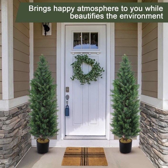 Artificial Cedar tree 2 Pack 3 Feet Tall Outdoor UV Rated Porch Decor