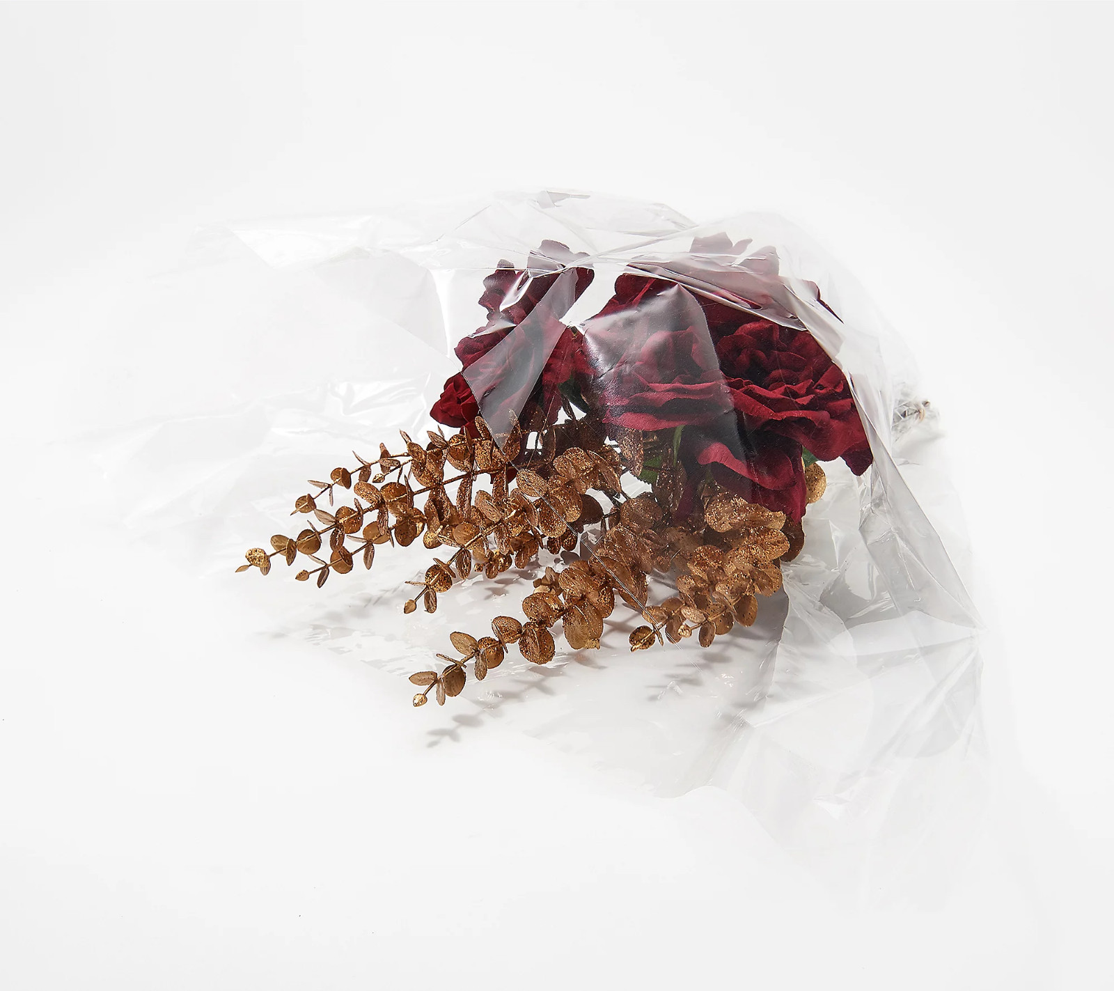 Peony Faux Floral Rose and Glitter Sprig Bouquet