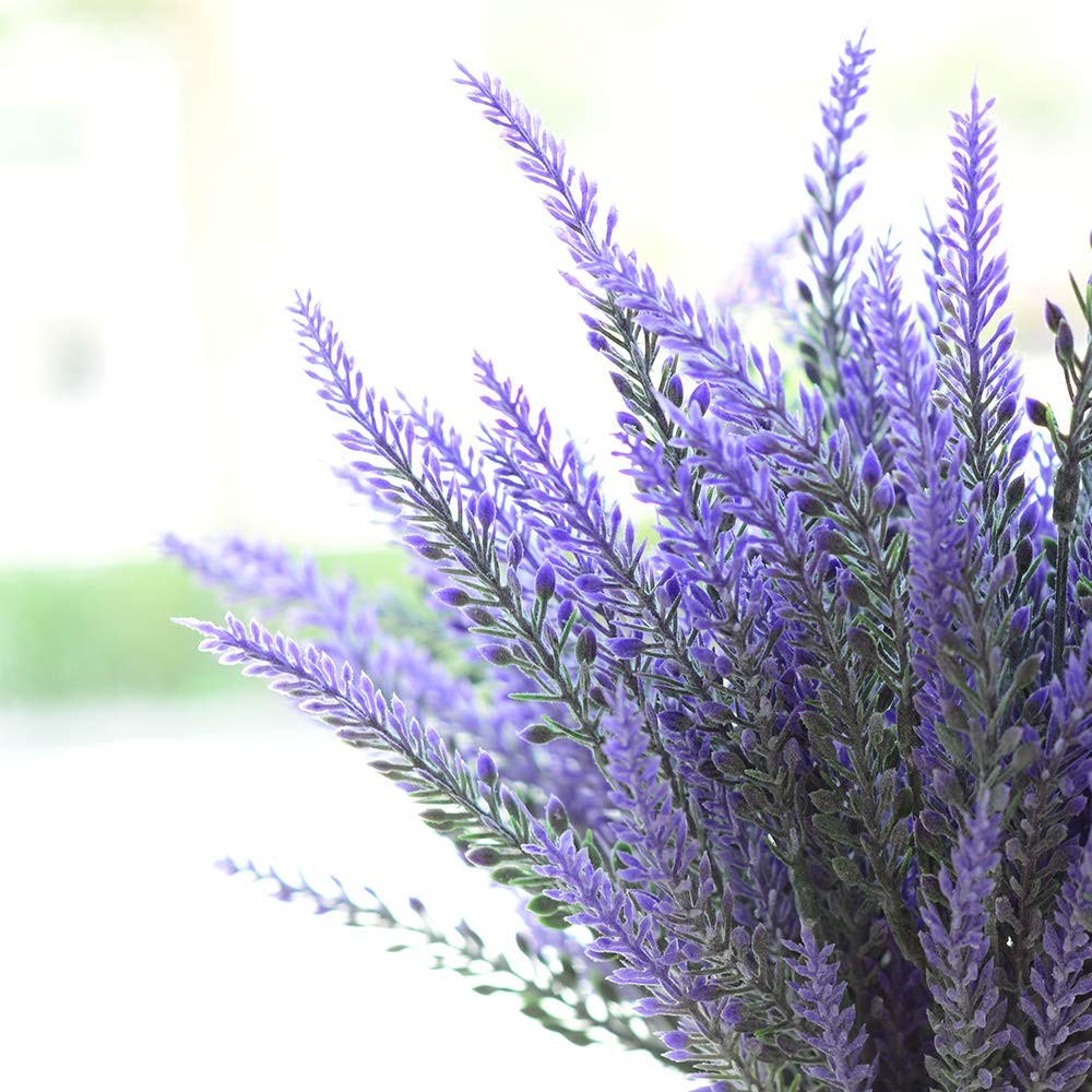 Artificial Flowers 12 Bundles Lavender Bouquet for Wedding Home Office Decora…