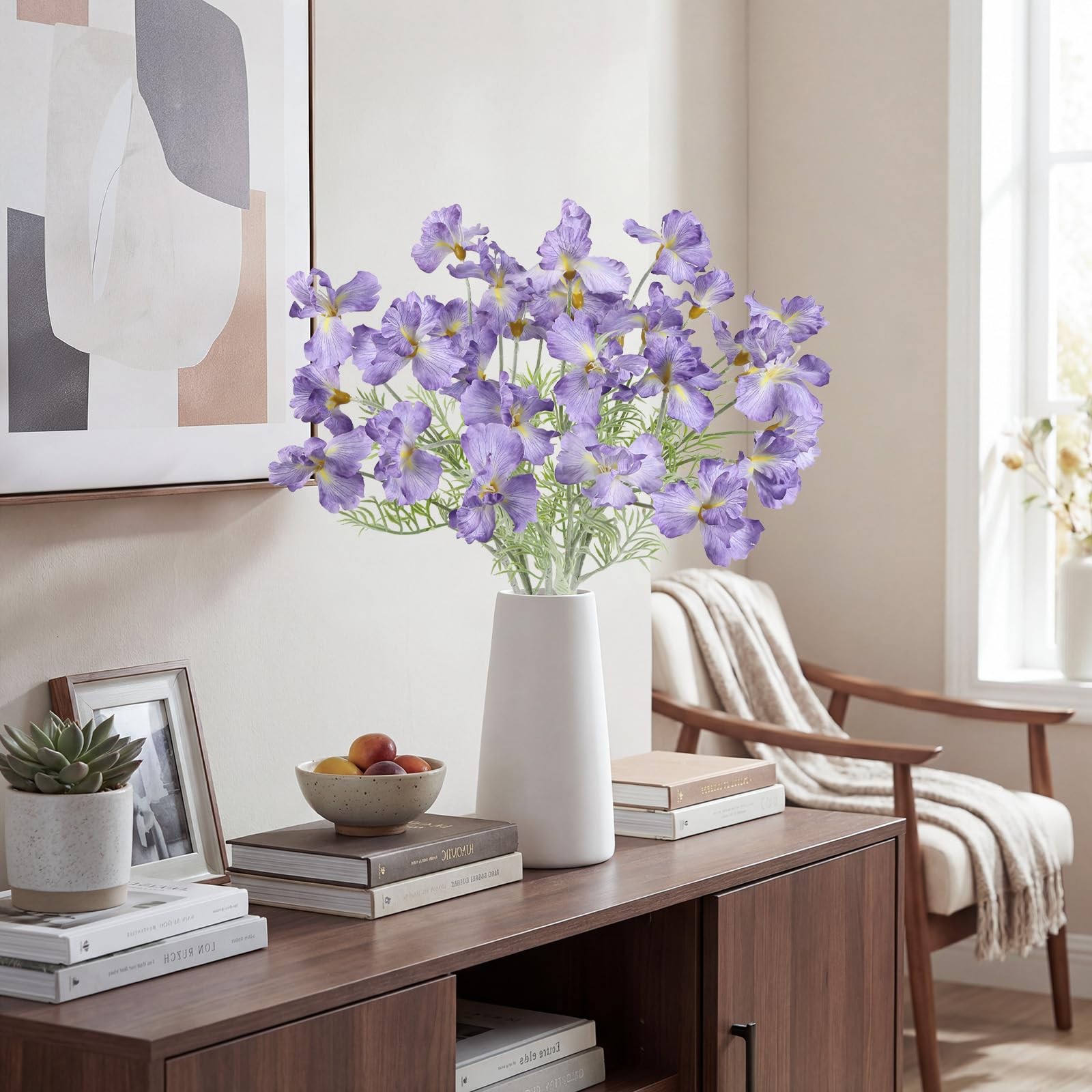Purple Iris Flowers Artificial 5Pcs 24.8inch Faux Iris Flowers Silk Flower wi…