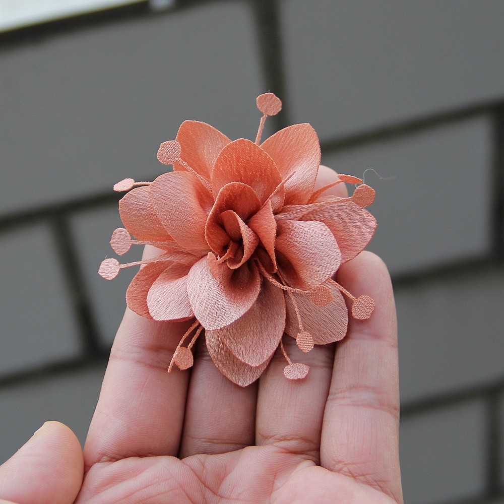 6cm Fabric 3D Chiffon Flower DIY Chiffon Artificial Flower Burnt Edge Handmade