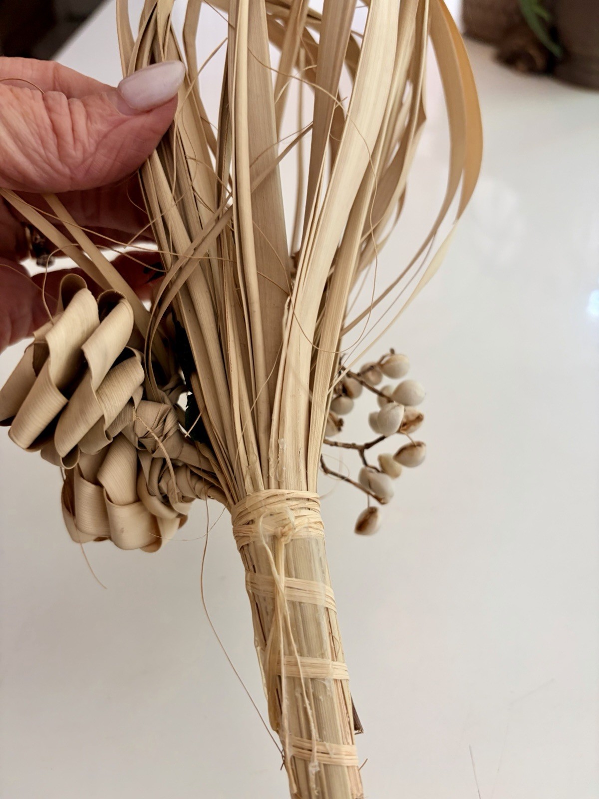 VTG Handmade Dried Palm Flower Bundle Natural Boho Floral Rustic Coastal Decor