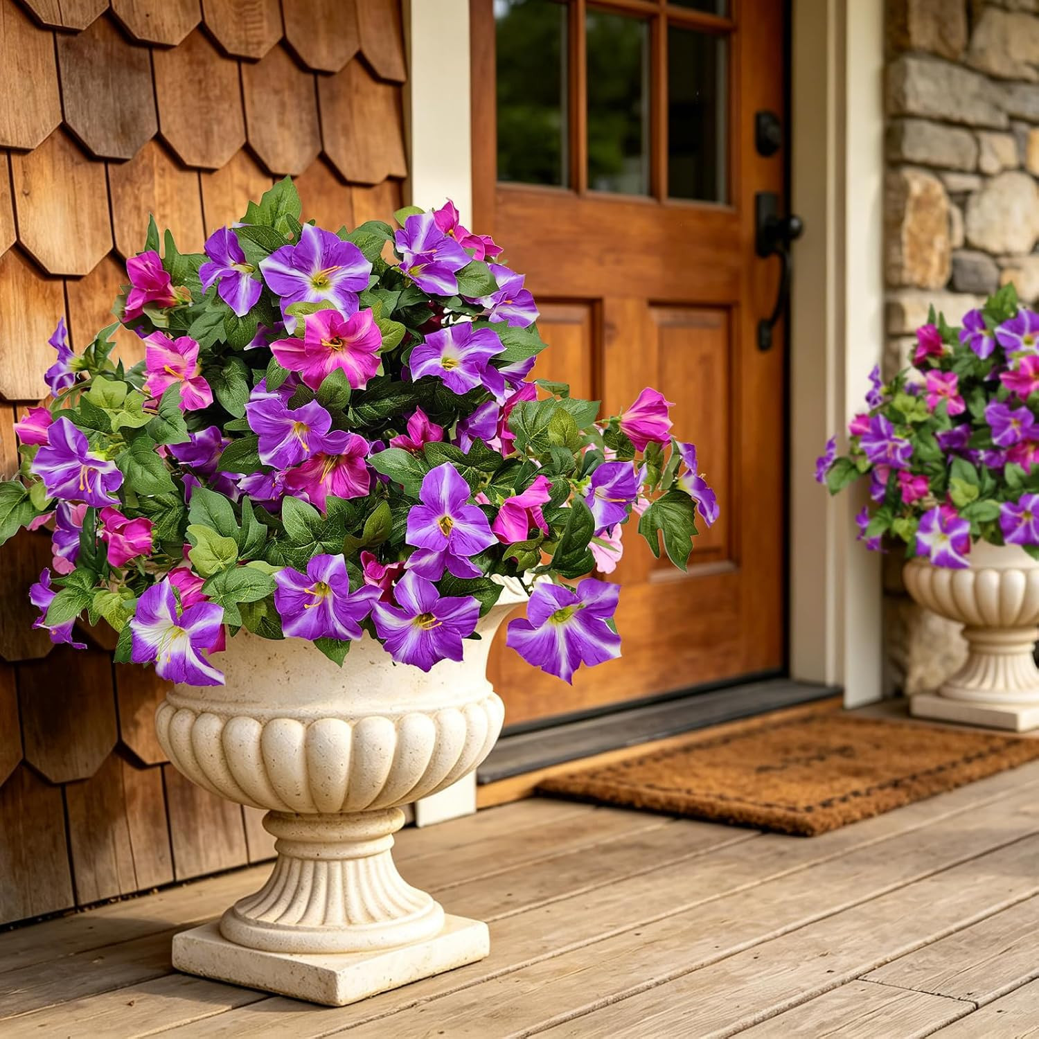 2PCS UV Resistant Faux Petunia Flowers for Outdoor & Indoor Decoration