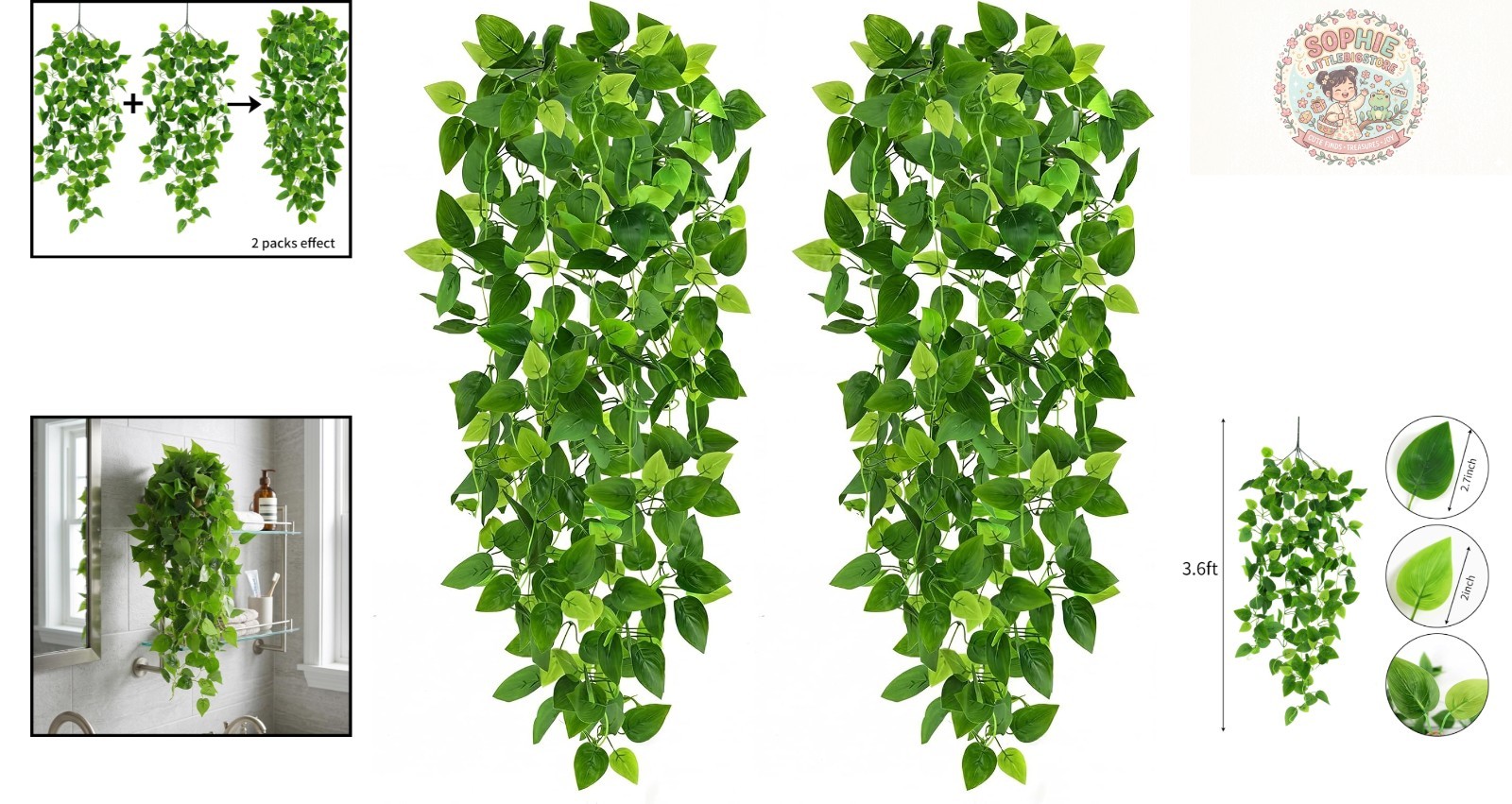 Lifelike 2-Pack 3.6ft Artificial Ivy Vines – Perfect for Home & Patio Elegance