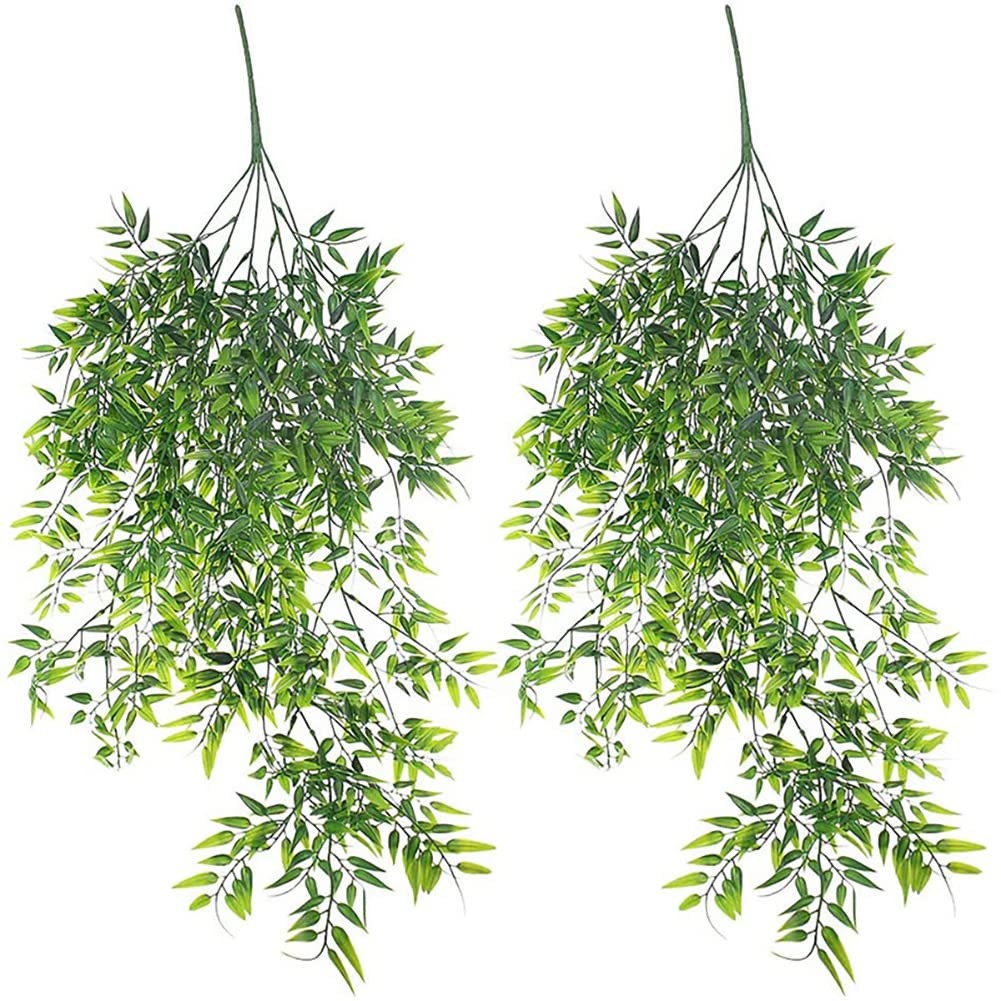 2 Pcs Artificial Hanging Plants Faux Greenary Vines Fake Leaves Decorative Ha…