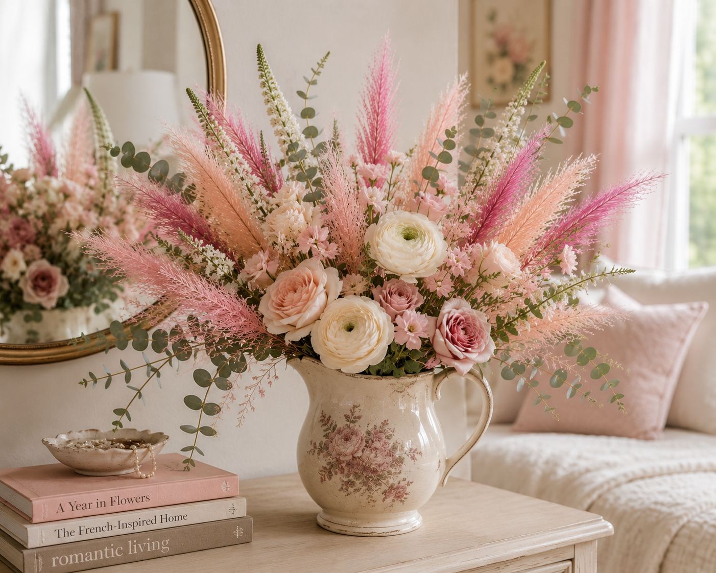 Artificial Pink Pampas Grass Filler Stems Set of 21 Wispy Faux Pampas Wedding Bo