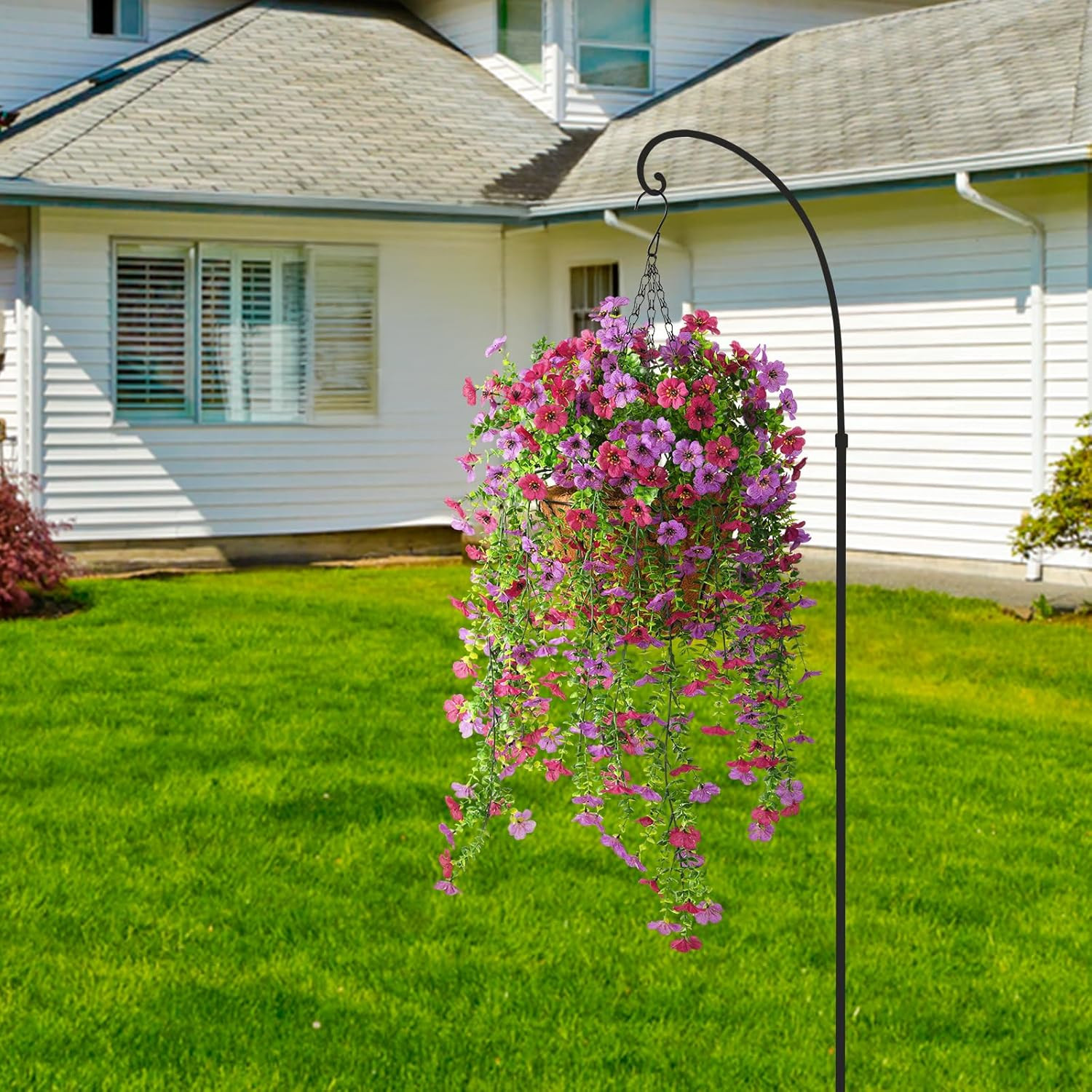 Artificial Hanging Flowers Plants for Outdoor Spring A Light Purple Red