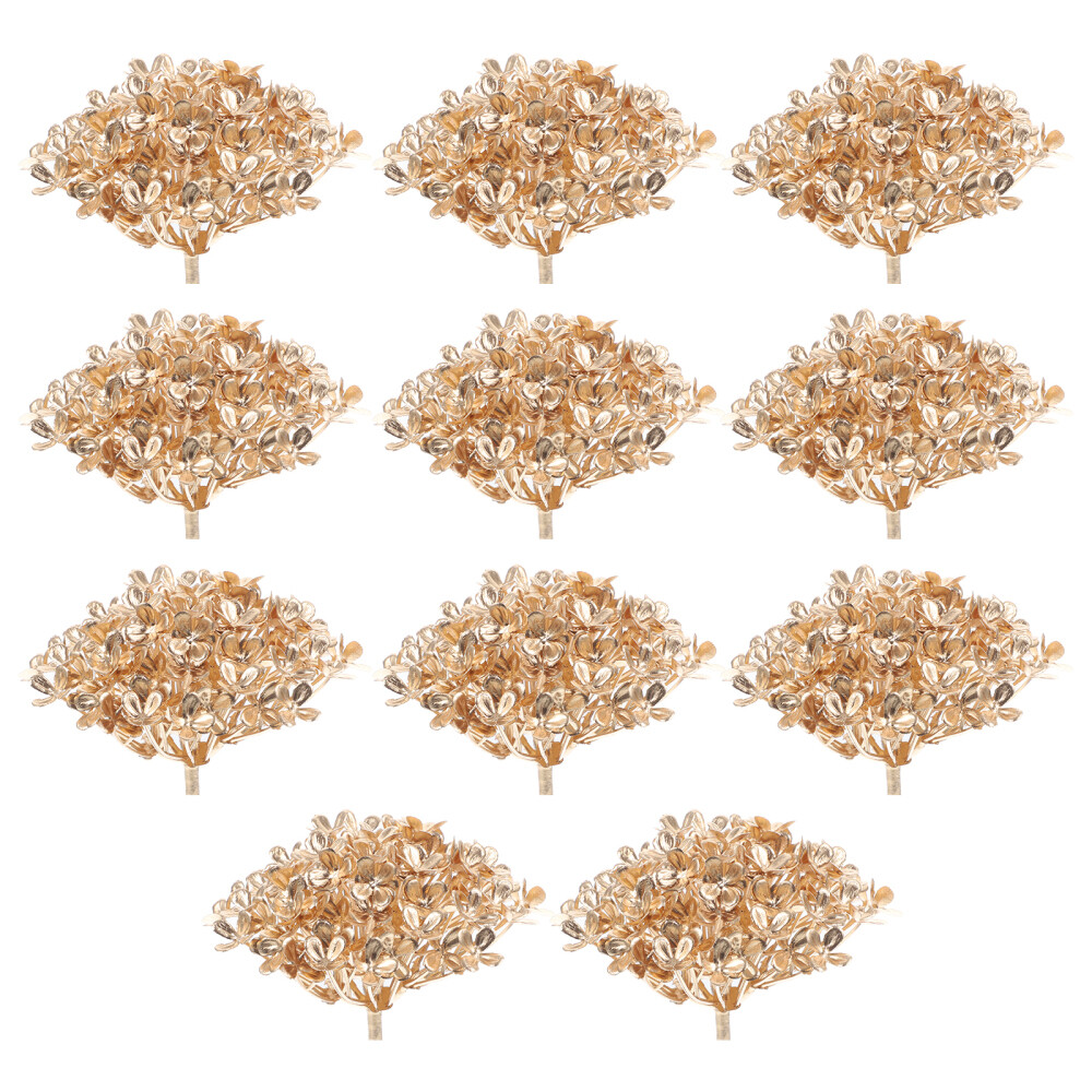 10 Pcs Plastic Golden Artificial Hydrangea Flower Heads Wedding Decoration