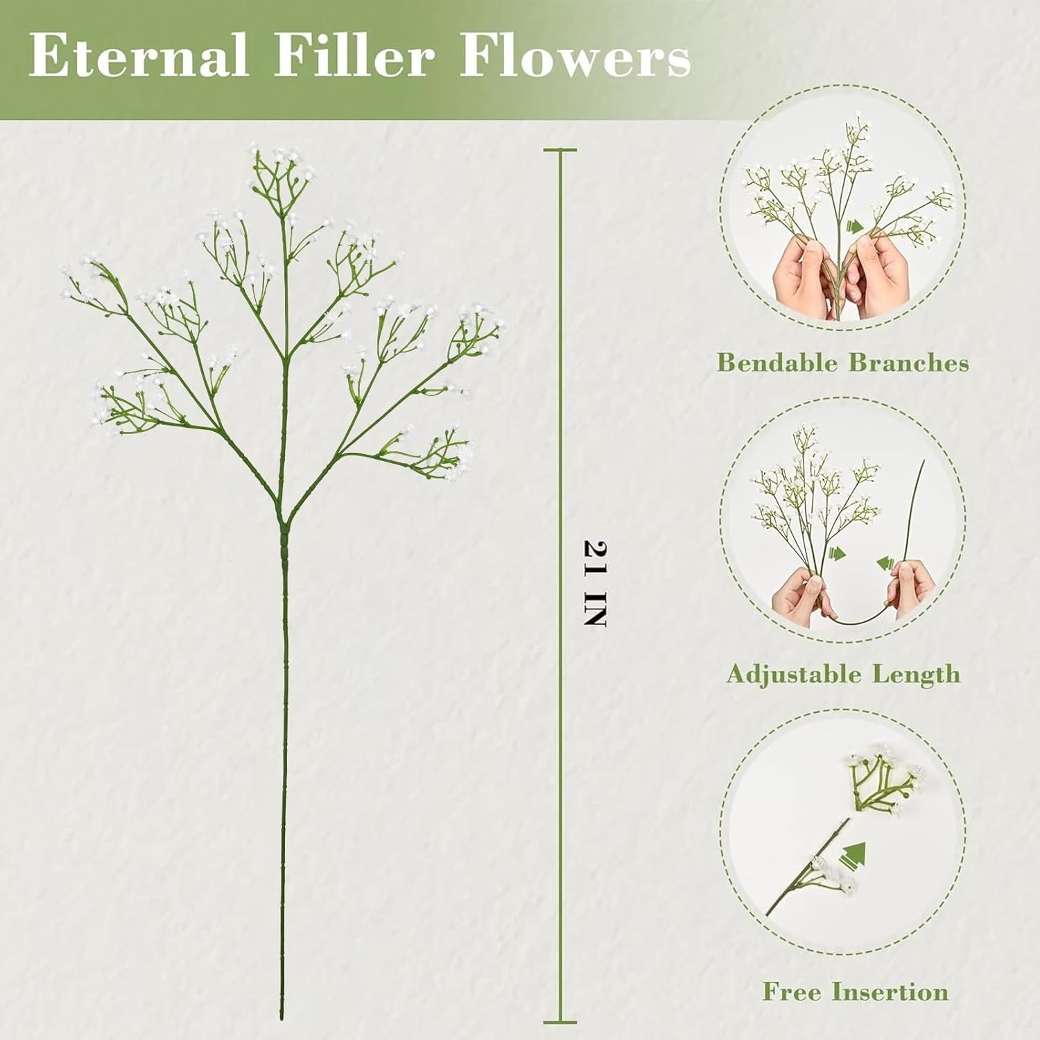 Bulk 6 Pcs Flexible Baby’s Breath Stems—Ideal for Wreaths, Weddings, and More!