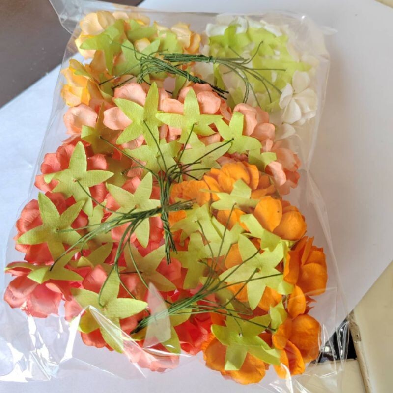 50 Mix Orange Tone Artificial Flowers Rose Flower Paper Flower size 30-35 mm