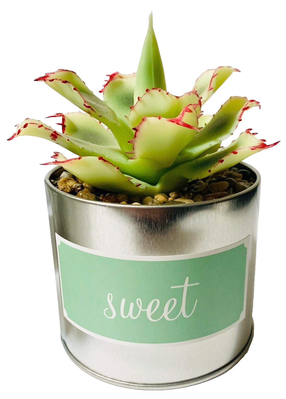 Faux Succulents in Tin Pots Set of 3 Home Sweet Home Decor New in Box