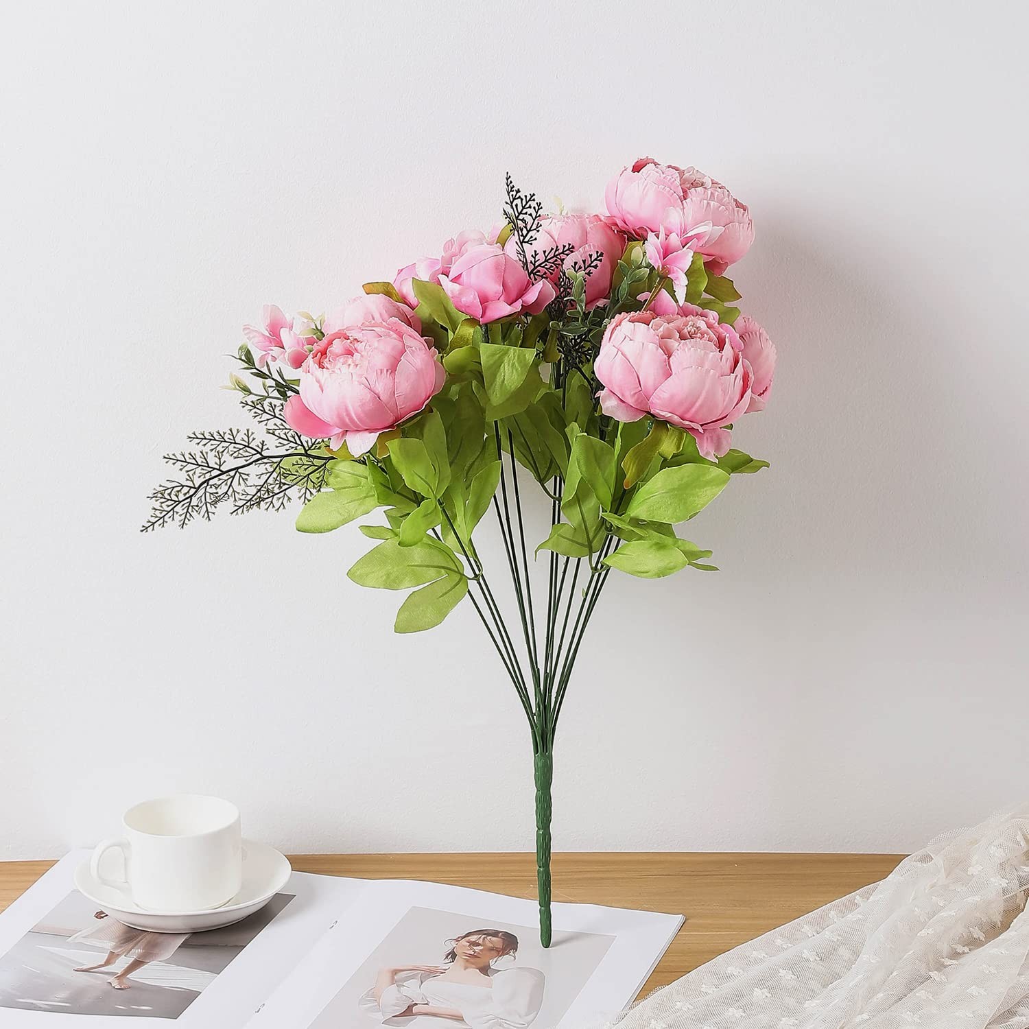 1 PCS Spring Artificial Silk Peony Bouquet Light Pink Wedding Home Decoration