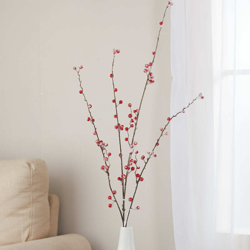 Factory Direct Craft Frosted Red Artificial Berry Spray