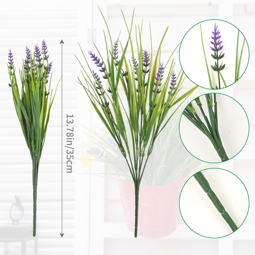 Artificial Outdoor Plant Fake Monkey Grass with Flowers, 12 Bundles Faux Gree…
