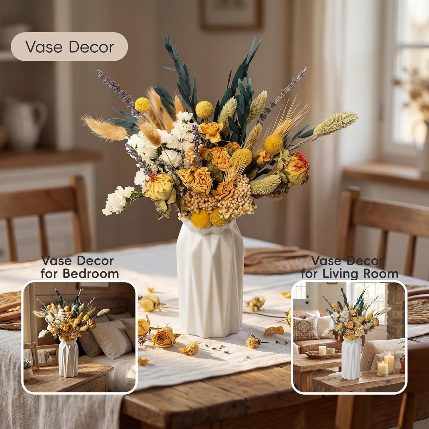 Vintage Dried Flowers Bouquet 128 Stems, 10 Kinds Natural Preserved Flowers L…
