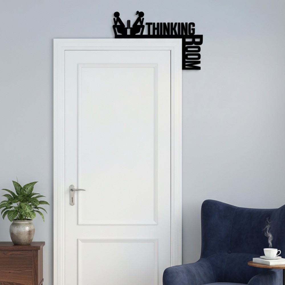 “Room for Thinking” Humor Metal Toilet Sign – Bathroom Wall Decor 1pc