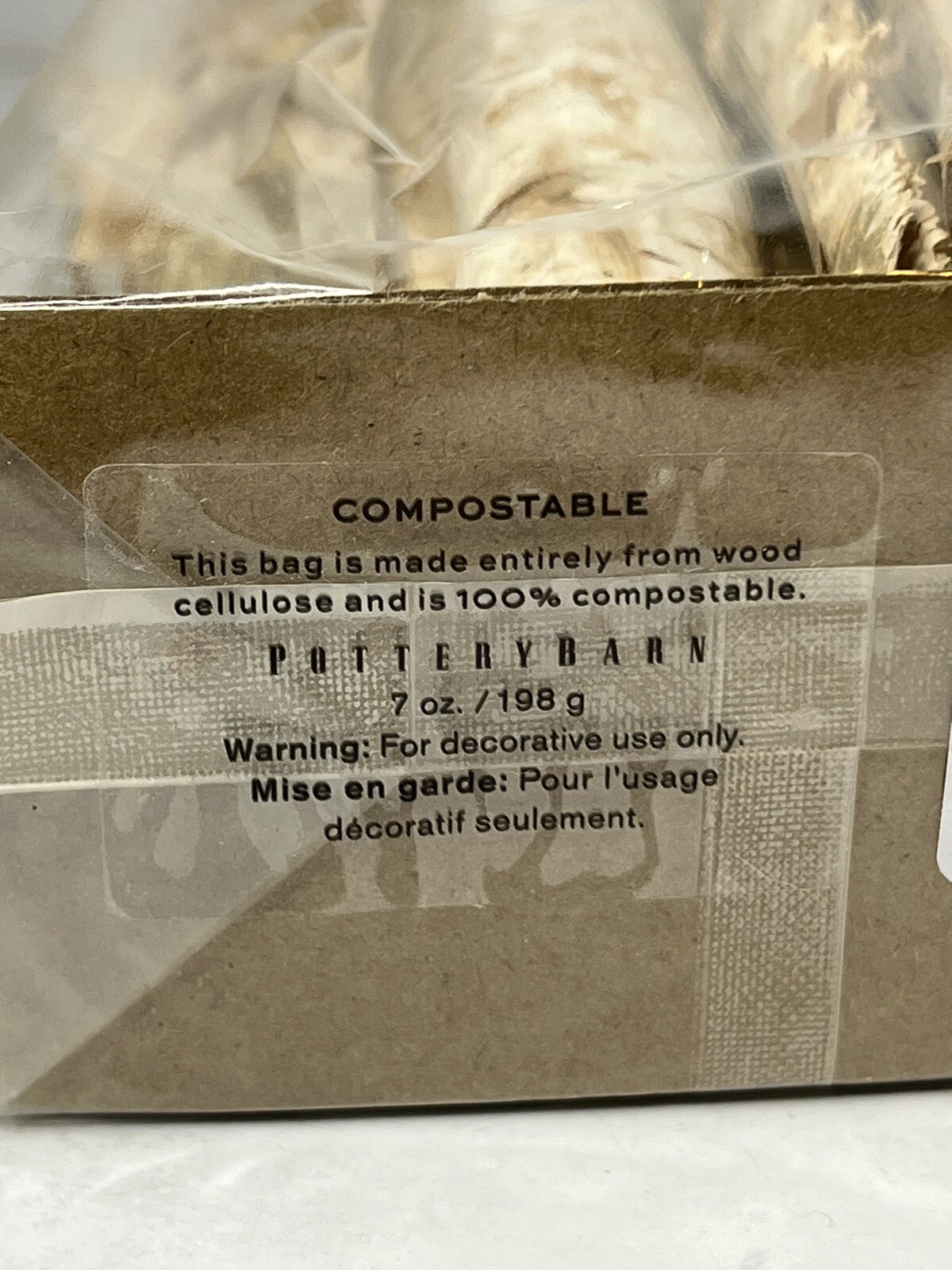 Pottery Barn Birch Decorative Filler 198g Bag 5” Pieces