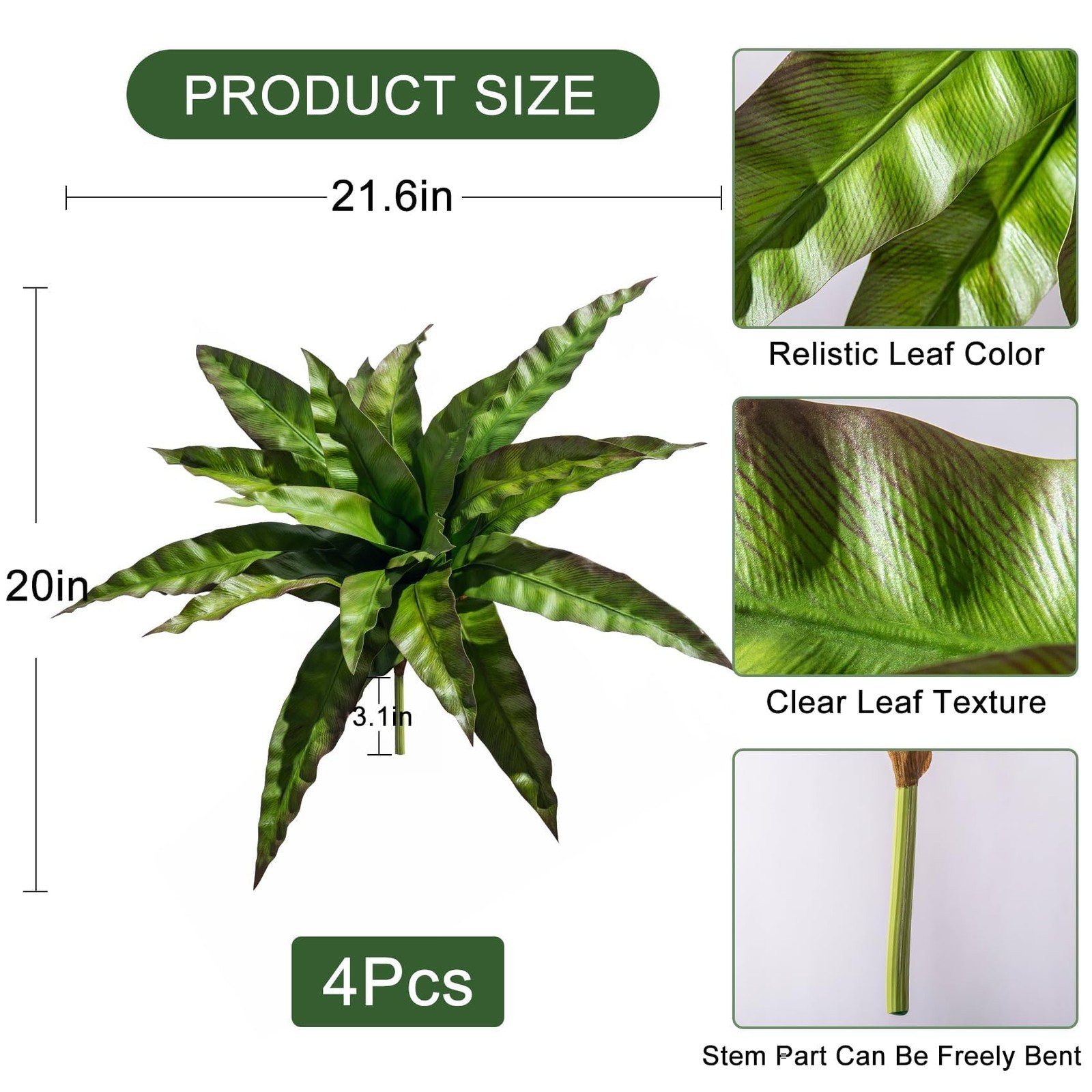 4 Pcs Artificial Greenery Stems Fake Bird Nest Fern Faux Branches Artificial …