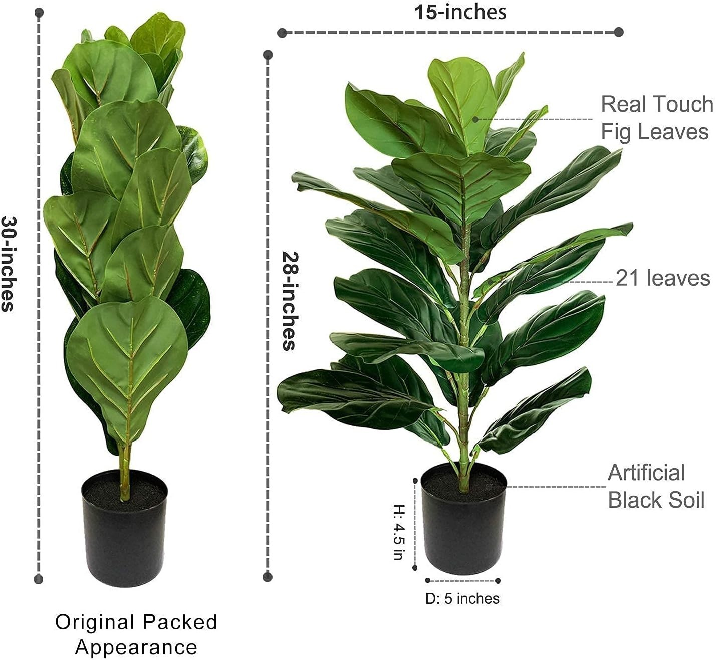 Chic 30-Inch Artificial Ficus Lyrata with Realistic Silk Leaves for Indoor Decor
