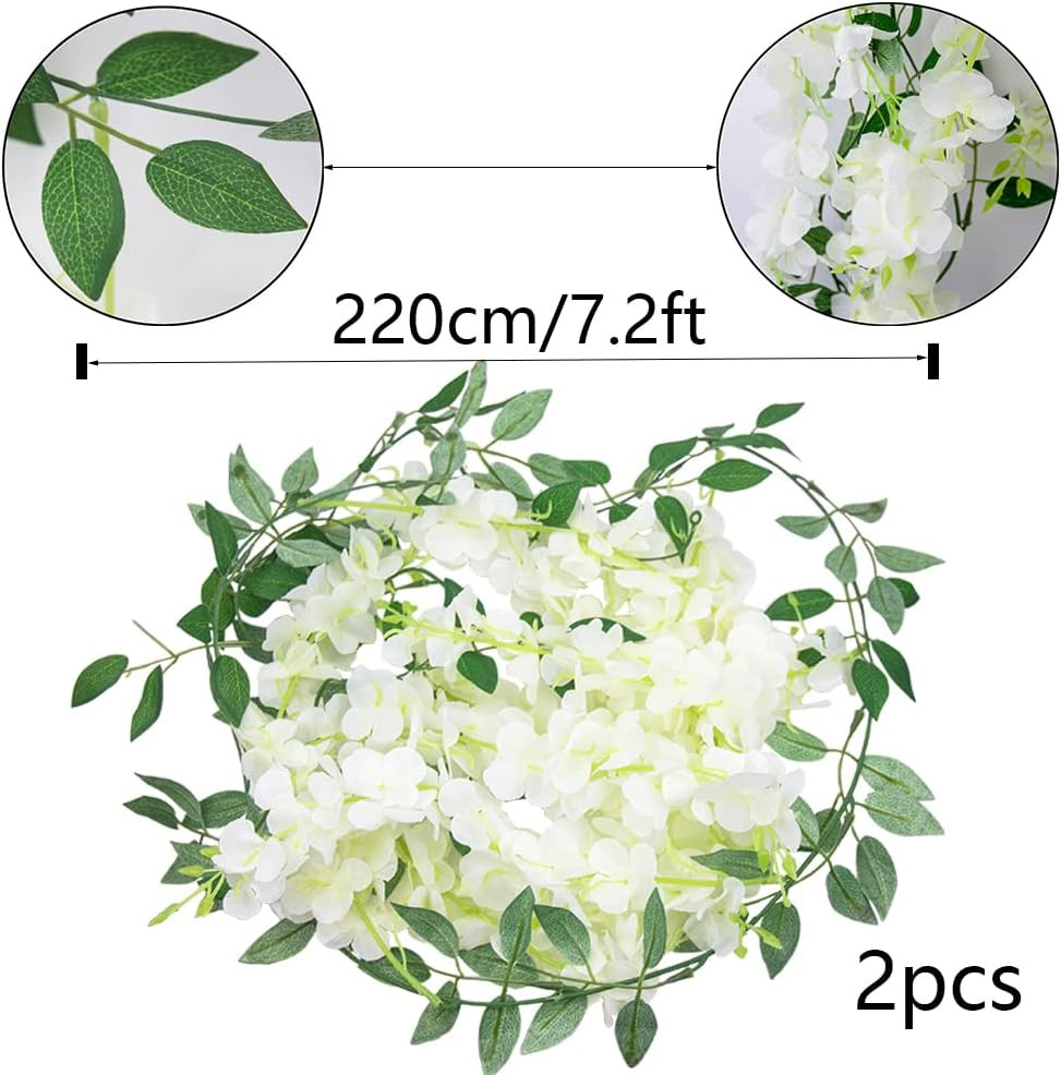 2 Pcs Wisteria Hanging Flowers Wisteria Flowers Vine Garland Wedding Arch Decora