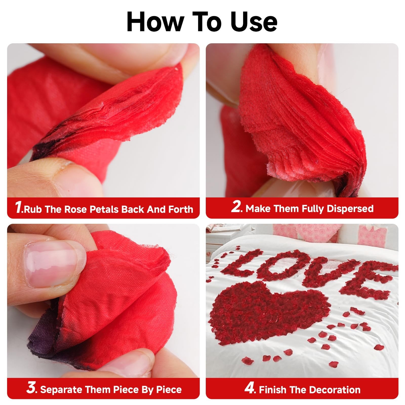 3000Pcs Dark-Red Rose Petals – Artificial Faux Flowers Fake Rose Petals for W…