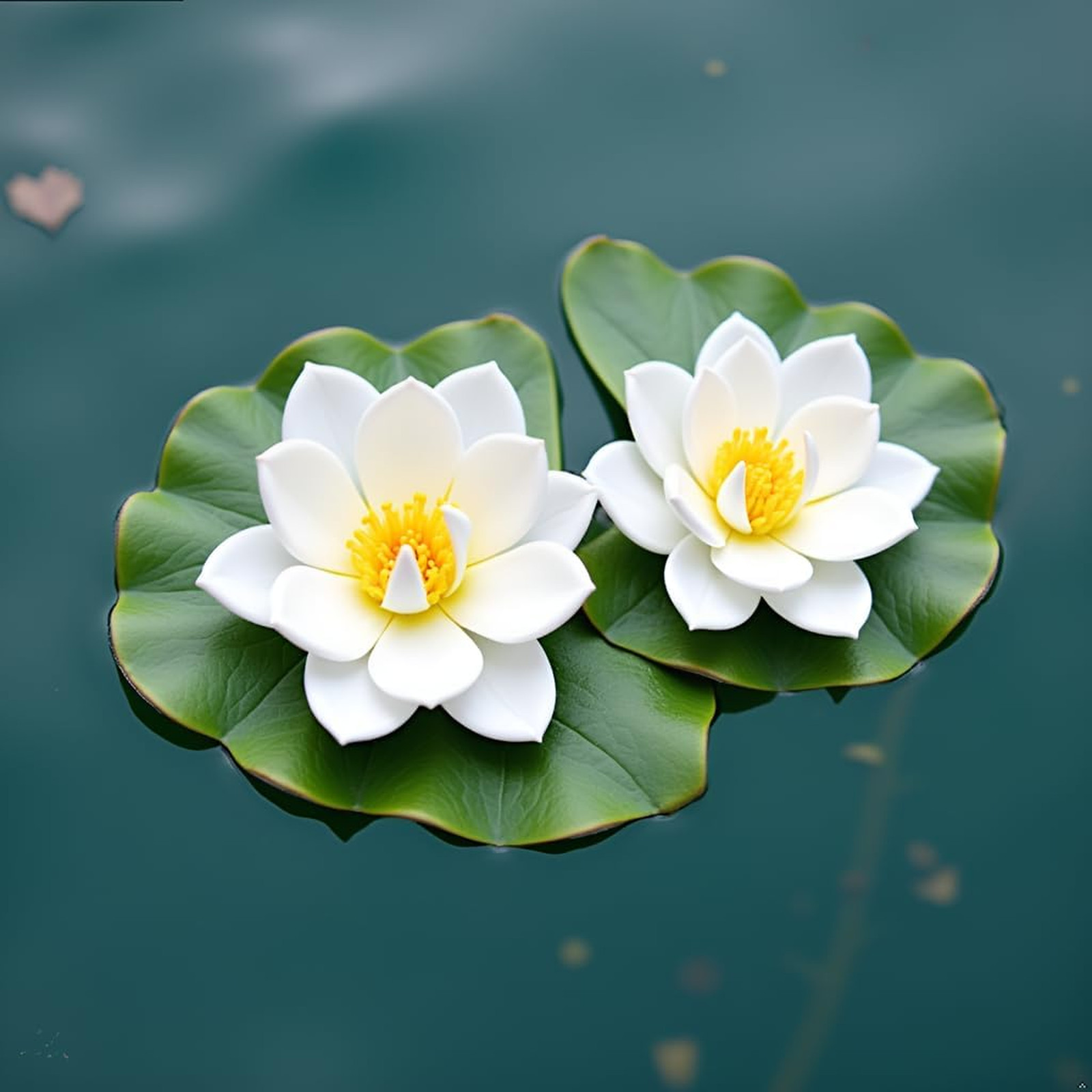 Floating Lotus Flowers Set of 6 White Artificial Water Lily Pond Decor Faux