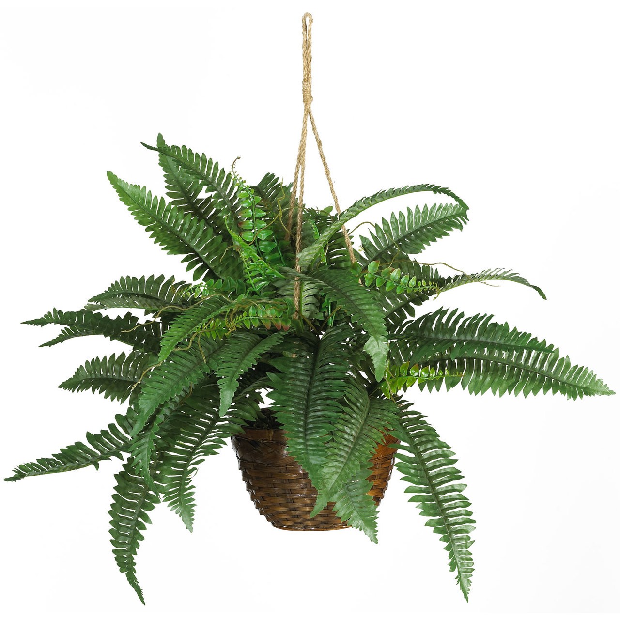 18″ TALL ARTIFICIAL SILK BOSTON FERN FAKE GREEN HANGING BASKET PLANT NEW