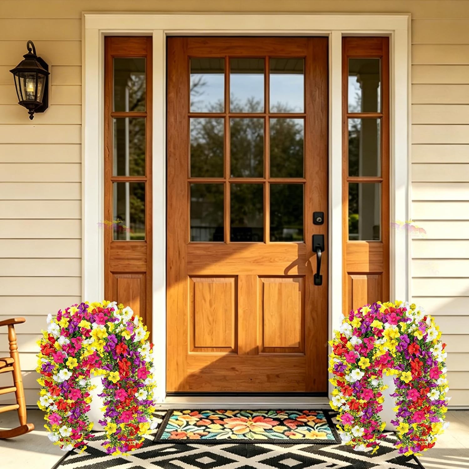Artificial Hanging Flowers for Outdoors, 6 PCS 414 Blooms UV Resistant Faux S…