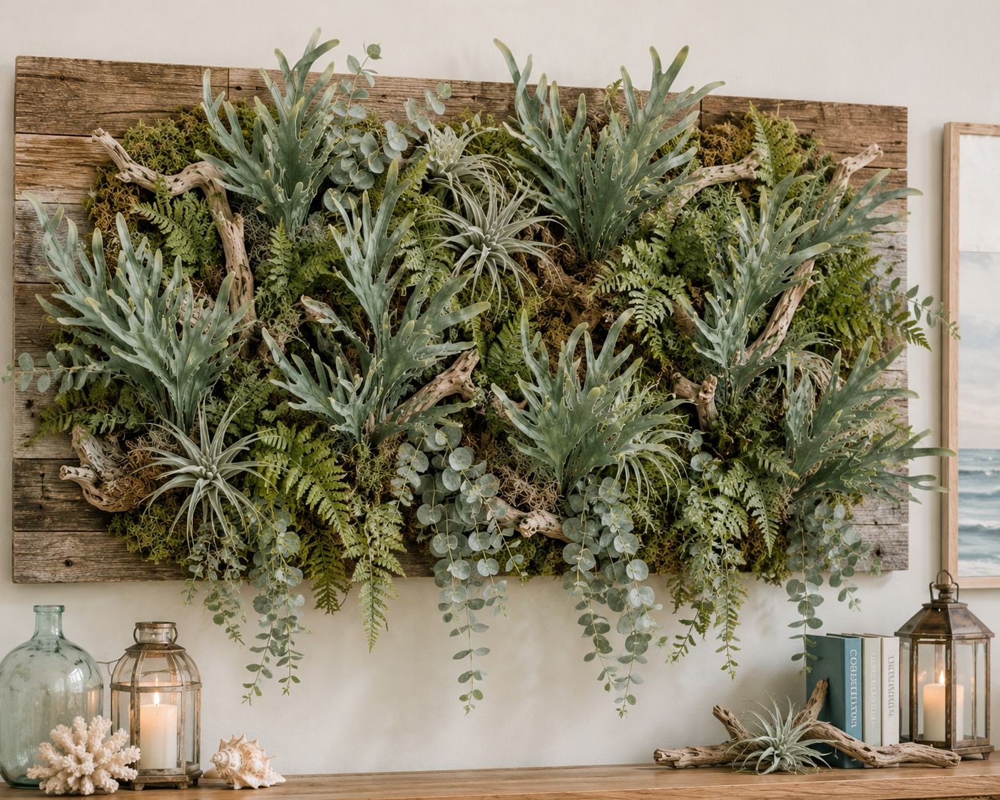 Artificial Staghorn Fern Spray Faux Fern Greenery Coastal Decor Tropical Decor F