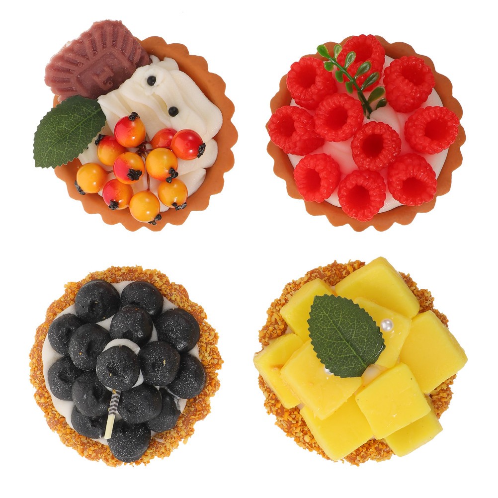 4Pcs Durable Simulated Egg Tart Food Models Assorted Color for Party Decor