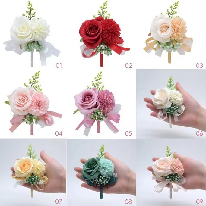 Rose White Flower Corsage and Boutonniere Set 2,Handmade Silk Flower Corsage …