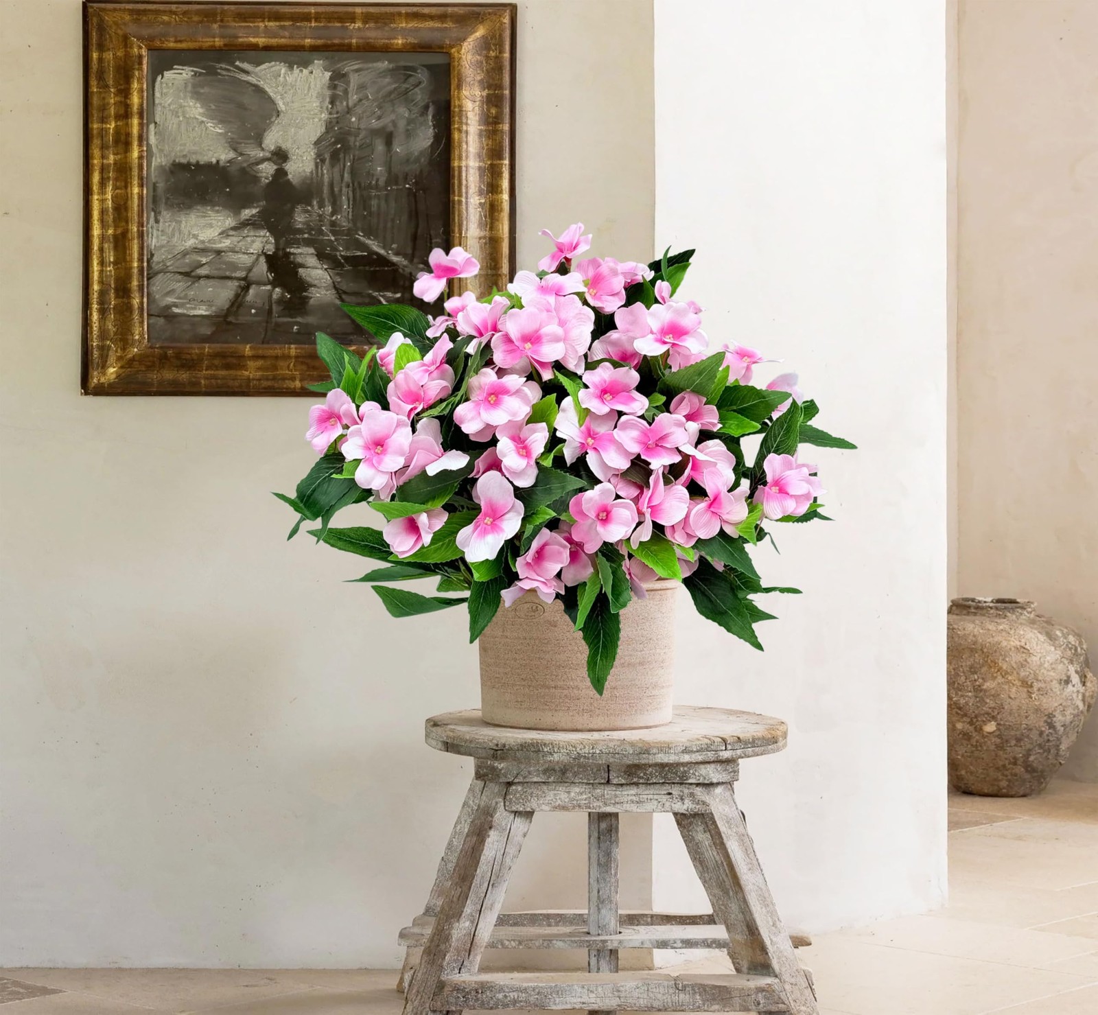 3PCS Artificial Impatiens Flowers Fake Flowers Artificial Flowers for Outdoor…