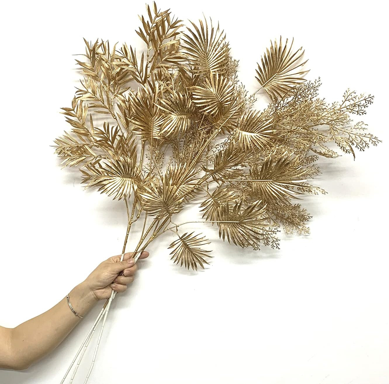 30″ Faux Golden Palm Leaves for Stunning Decor