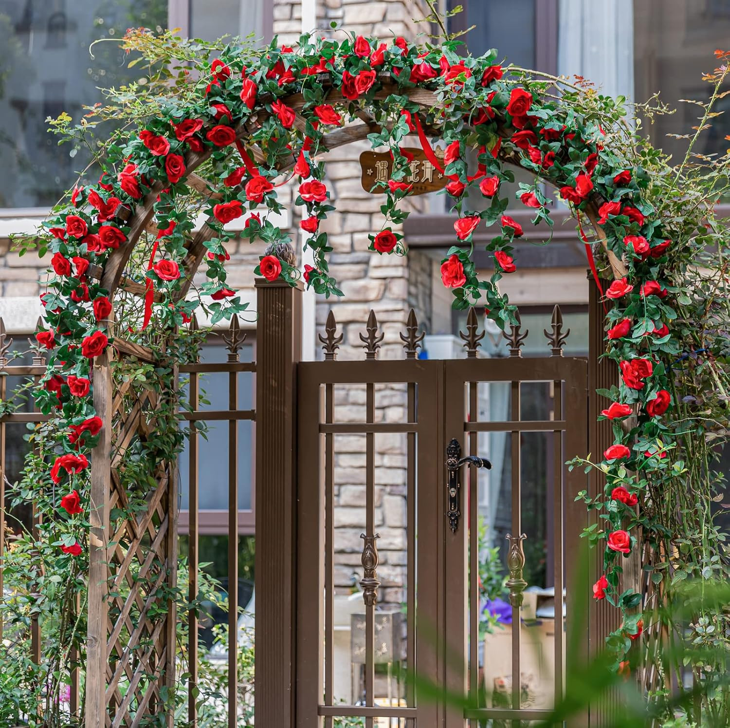 2 Pack (16FT) Artificial Rose Vine Fake Flowers Garland Hanging Silk Rose Ivy Pl