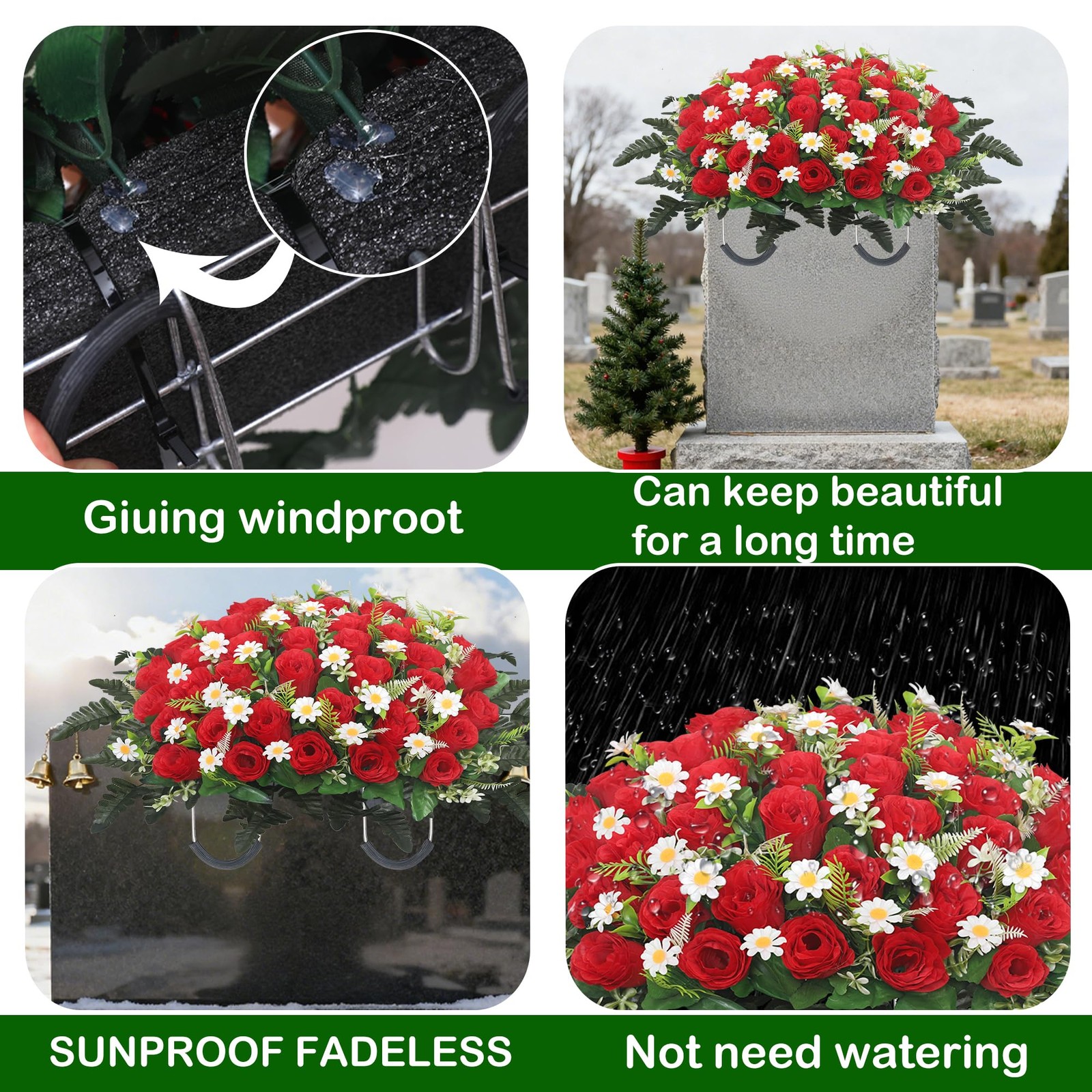 Artificial Cemetery Flower Saddle – Artificial Rose Memorial Flowers, Flower …