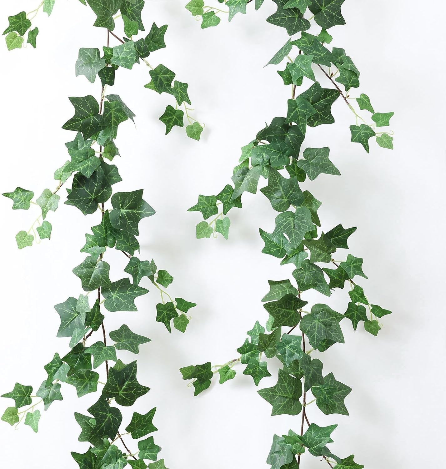 2 Strands Artificial Ivy Vines Garland, Fake Vines for Bedroom with Silk Green
