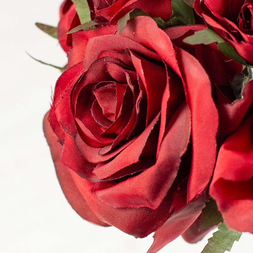 12″ Tall Deep Red Artificial Rose Nosegay Bouquet