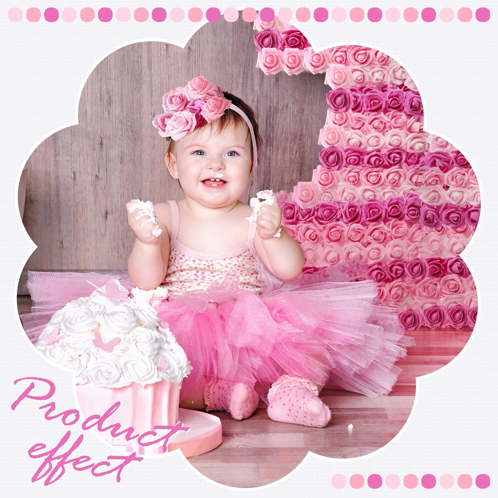 200 PCS Artificial Rose Flower Heads Bulk Fake Foam Pink Series 2.76″