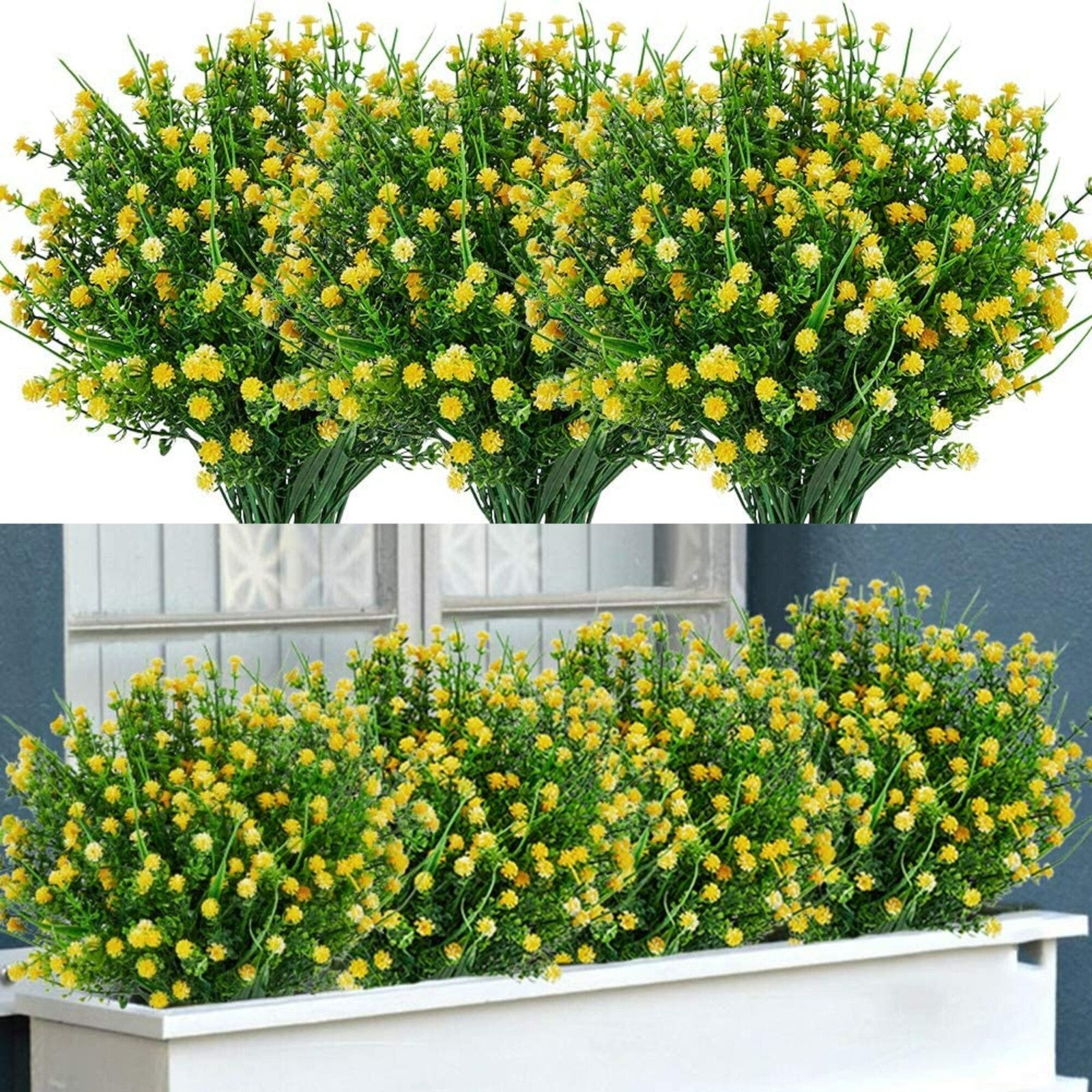 Outdoor Indoor Artificial Flowers Baby Breath Fake Flowers UV Resistant Yellow
