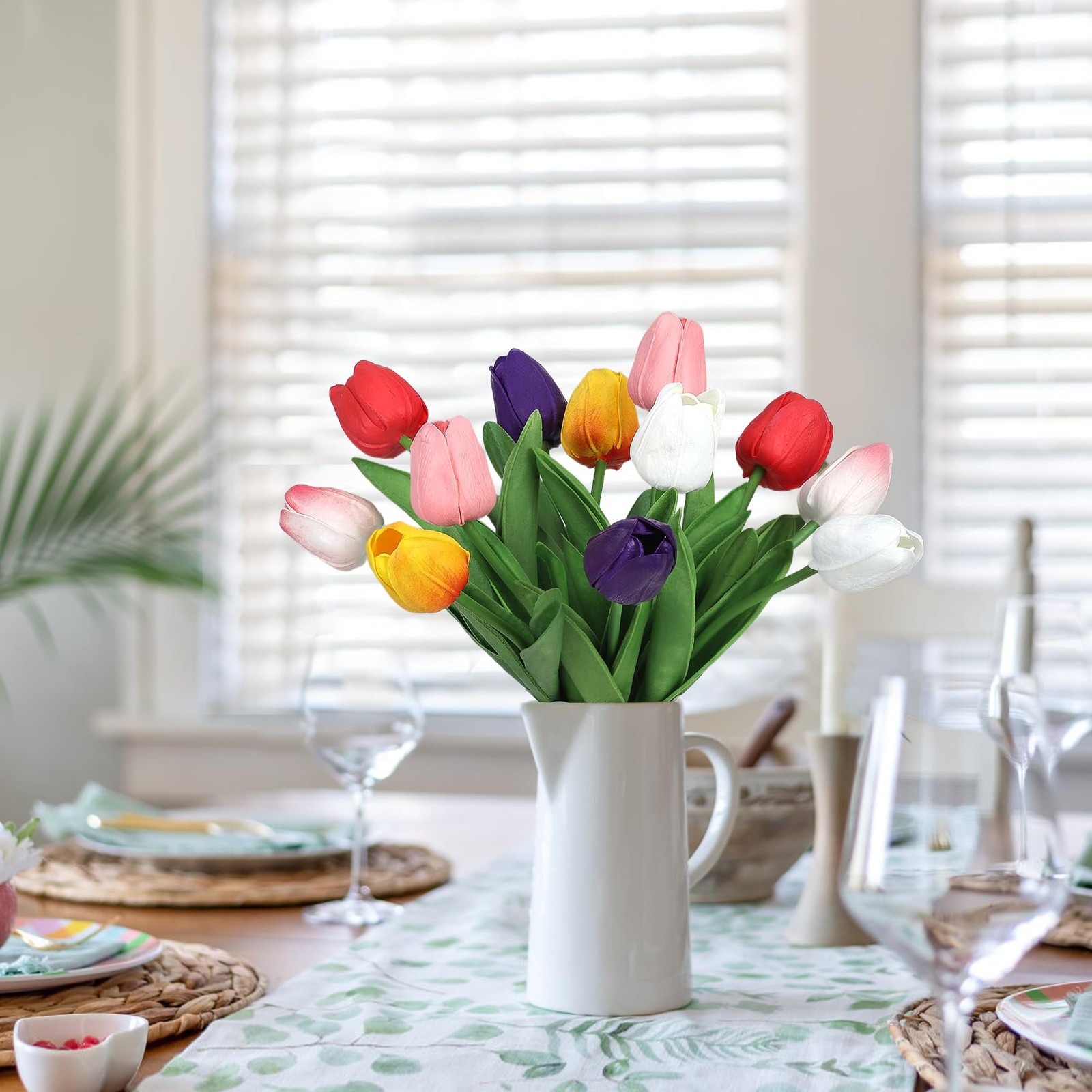 30 Pcs Multicolor Artificial Tulips Flowers for Decoration Real Touch PU Faux