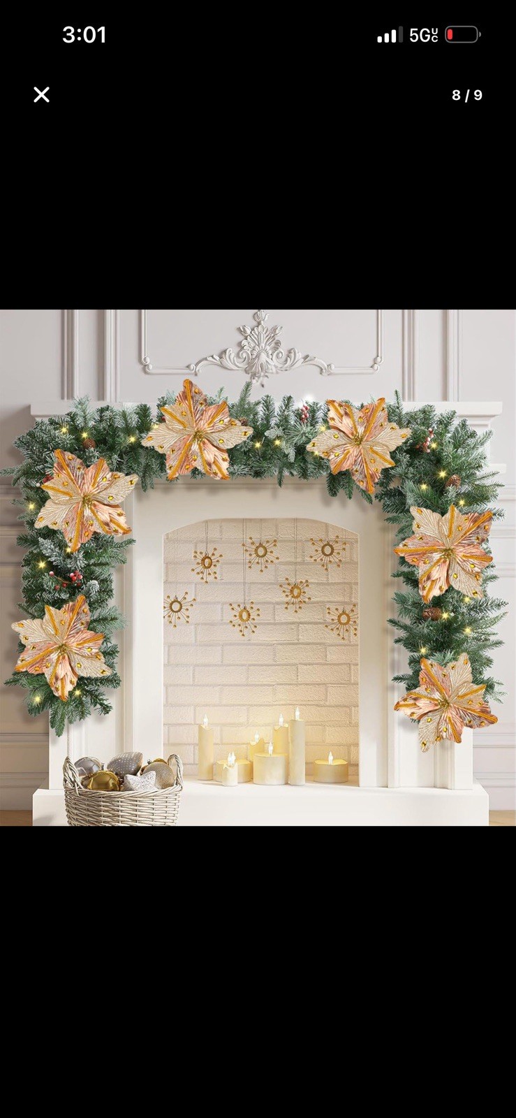 9” Poinsettias Artificial Christmas Flower 8PCS Champagne Floral Picks…