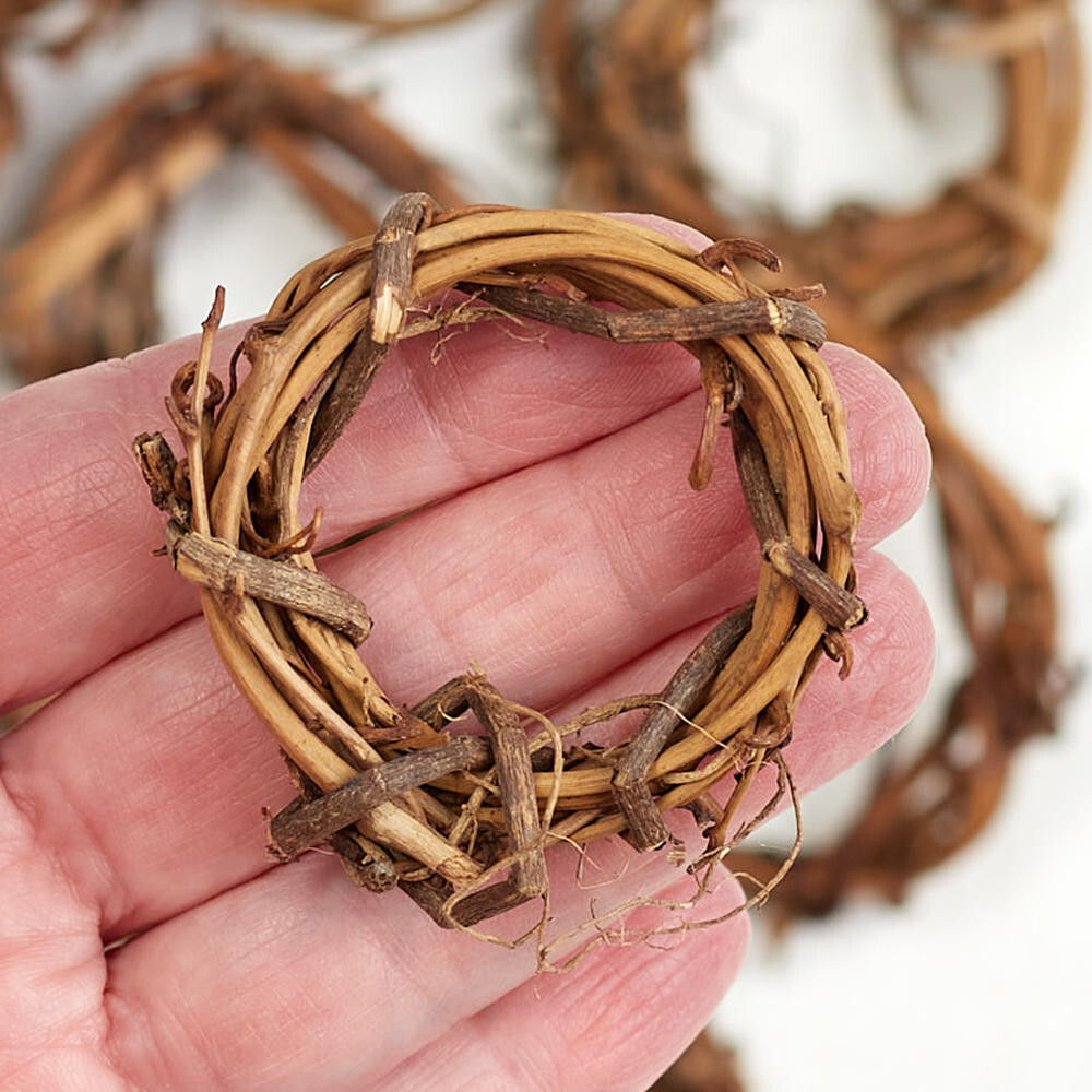 Group of 36 Natural Dried 2″ Grapevine Wreaths for Crafting and Napke Rings
