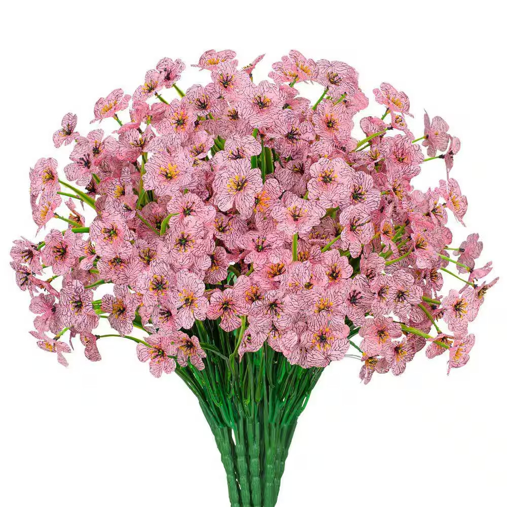 14 In. Pin.K 21 Bundles Outdoor Artificial Other Flowers UV Resistant Fake Silk