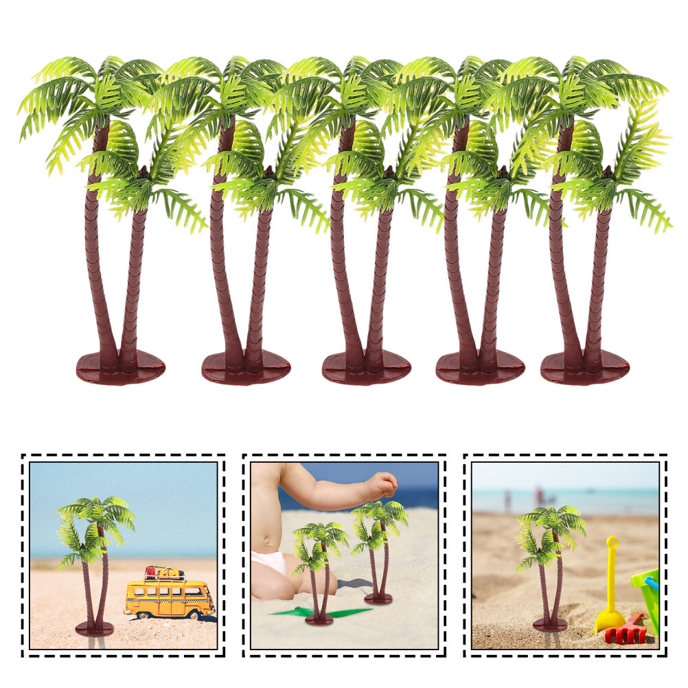5Pcs mini coconut tree Plastic Coconut Palm Tree Miniature Plant Pots Bonsai
