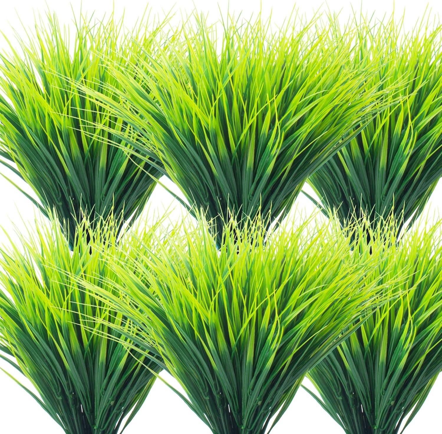 20 Bundles Artificial Outdoor Plants, Fake Wheat Grass Greenery Shrubs UV Resist