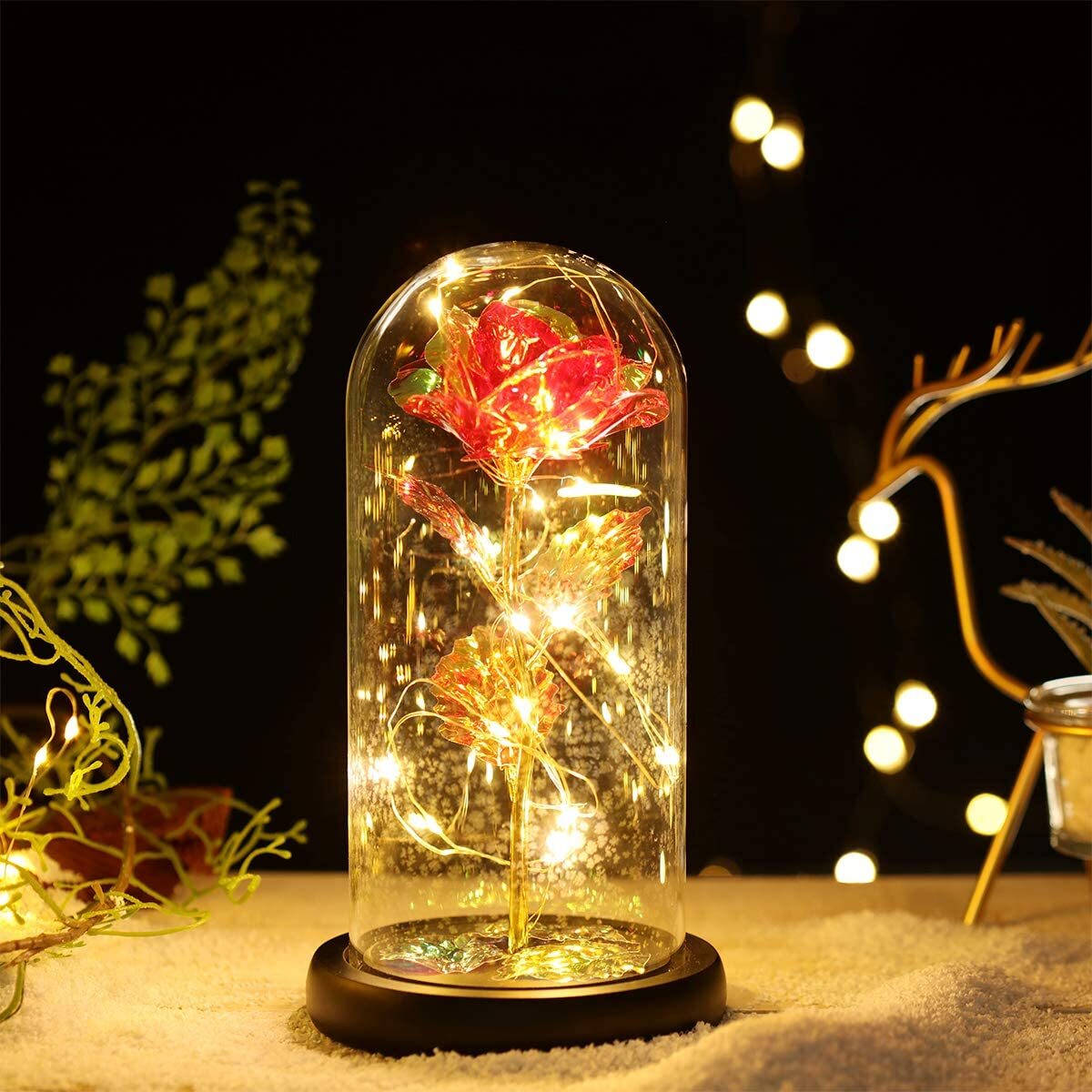 LED Eternal Galaxy Rose in Glass Enchanted Forever Flower Thanksgiving Xmas Gift