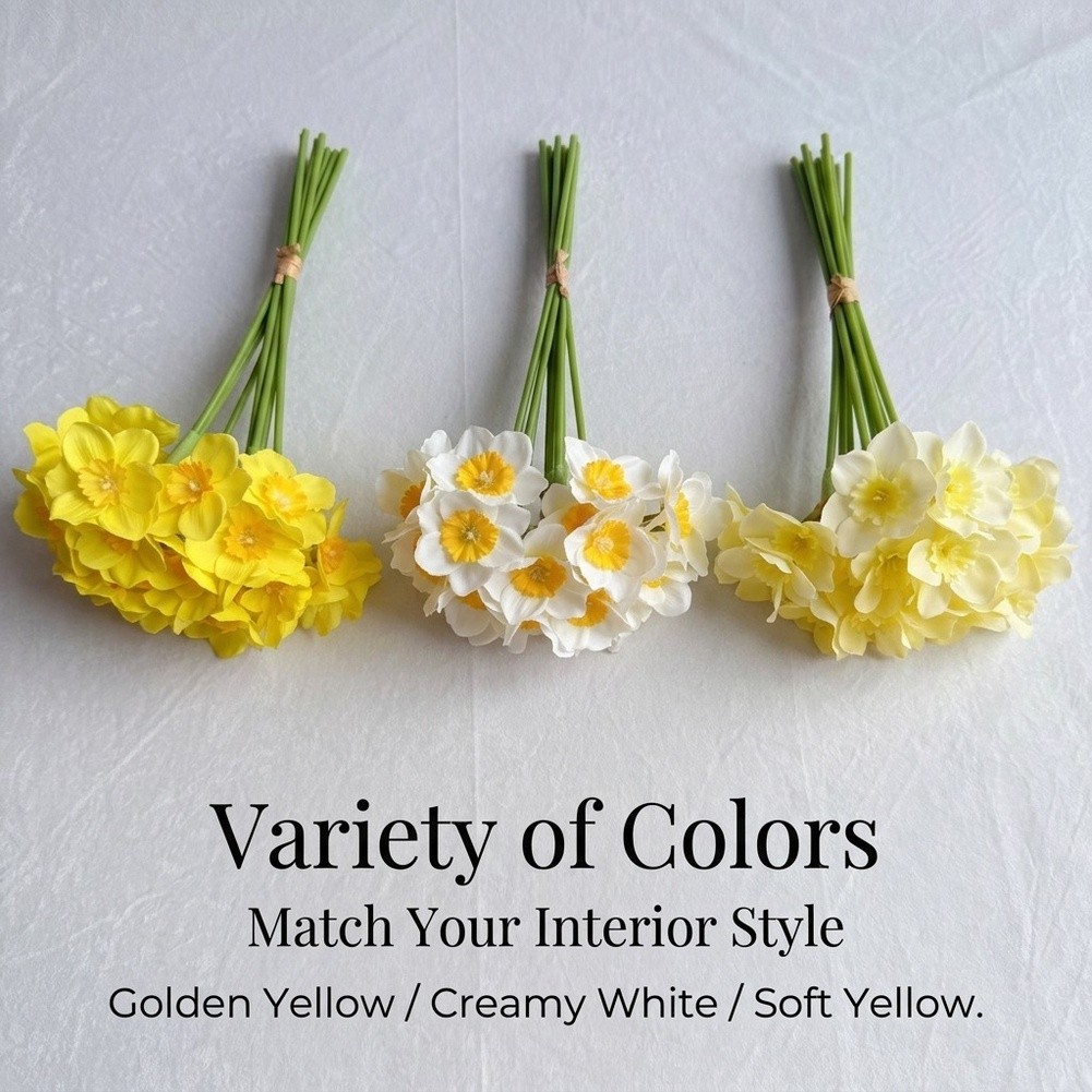 Artificial Narcissus Bouquet Creamy White and Yellow for Rustic Setting