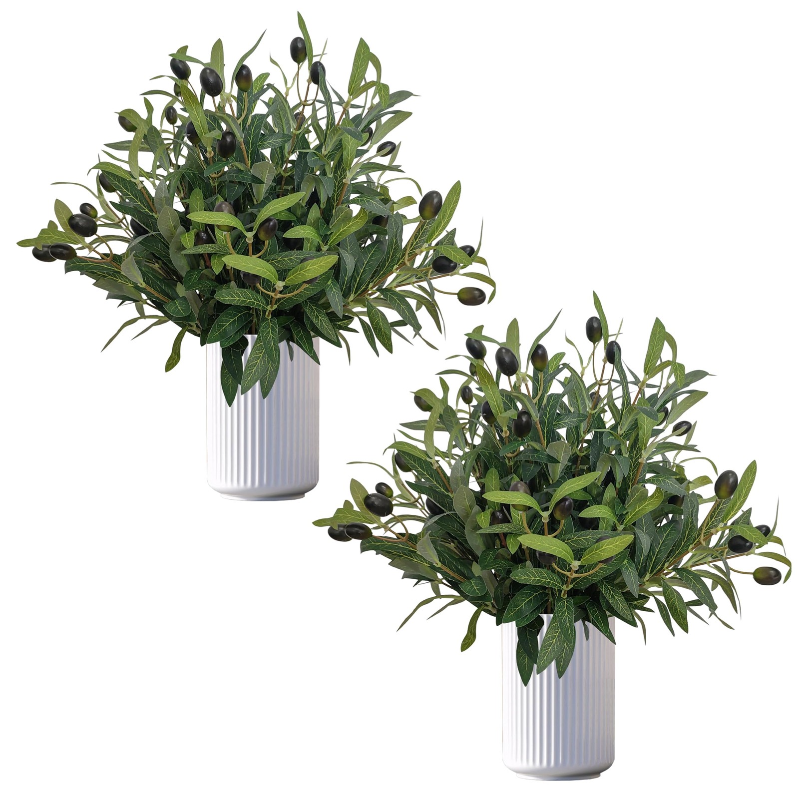 Artificial Olive Branches Faux Twigs Fruits Vase Home Decor 12.5 In 38 PCS