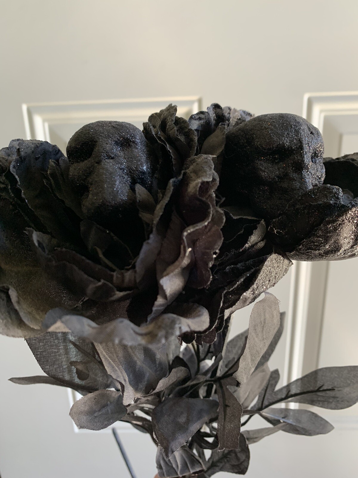 14 Pc Mixed Lot Halloween Artificial Black Rose Bouquet Gothic Flowers Decor