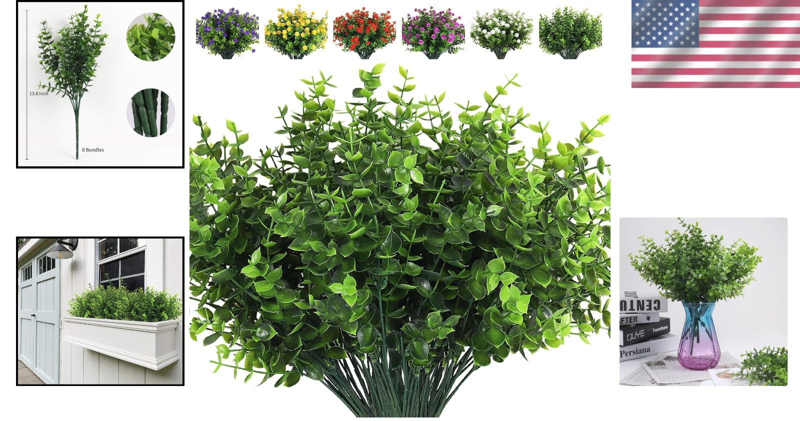 Artificial Eucalyptus Bundles (8 Pack) – All-Season Greenery for Home & Patio